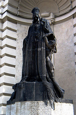 Ladislav Šaloun's statue of Loew at the New City Hall of Prague in the Czech Republic