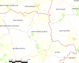 Mapa obce Saint-Pierre-le-Bost