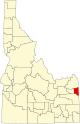 Map of Idaho highlighting Teton County