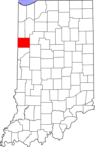 Location of Benton County in Indiana Map of Indiana highlighting Benton County.svg