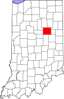 Map of Indiana highlighting Grant County