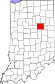 Harta statului Indiana indicând comitatul Grant