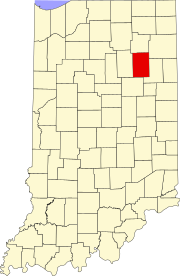 Huntington County na mapě státu Indiana