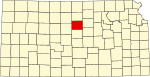 Mapa del estado que destaca el condado de Lincoln