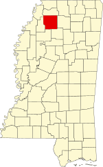 Location of Panola County in Mississippi