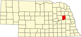 Map of Nebraska highlighting Colfax County.svg