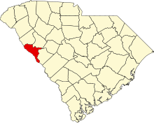 Location of McCormick County in South Carolina Map of South Carolina highlighting McCormick County.svg