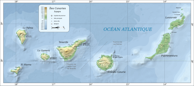 Carte des îles Canaries.