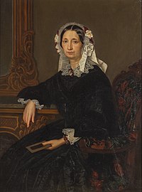 Porträtt av Keillers hustru, Marie Louise Wijk. Avporträtterad ca 1850 av Per Södermark.