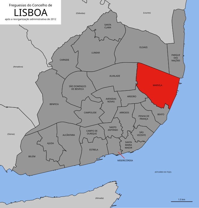 Localização no município de Lisboa