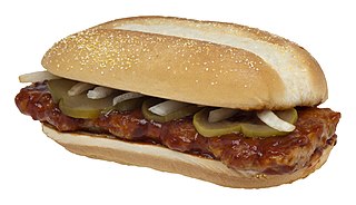 McRib Barbecue pork sandwich sold by McDonalds