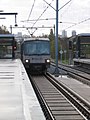 Randstadrail Light rail (still under construction) at Melachtonweg Station, Rotterdam This line temporarely uses old subway trains.