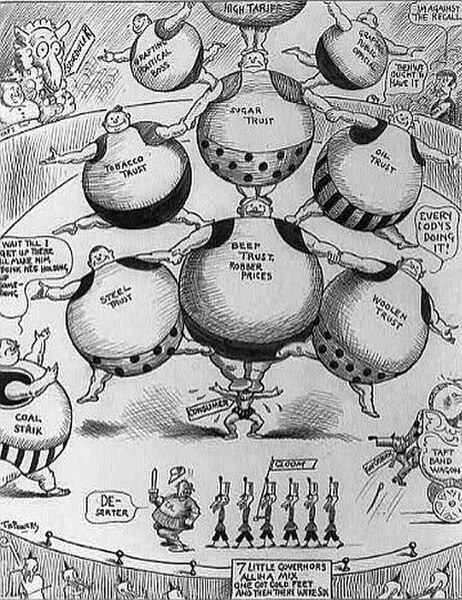 Monopoly brothers—Politically powerful trusts created high prices all carried by hapless little consumer 1912; by Thomas Powers