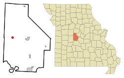 斯托弗在摩根縣及密蘇里州的位置（以紅色標示）