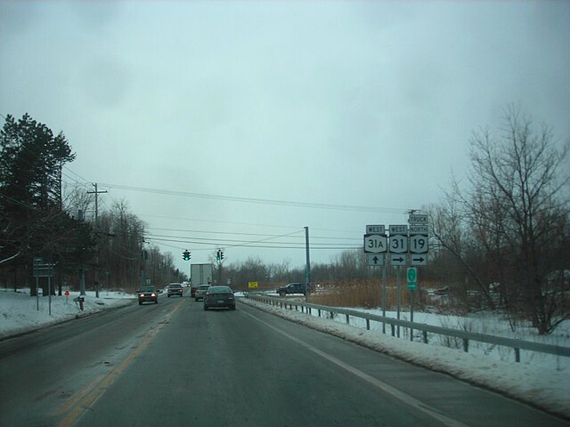 Approaching NY 31A on NY 31 westbound in Sweden