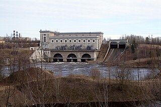 Narva Hydroelectric Station Dam in Ivangorod