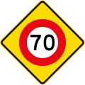(W10-3) 70 km/h speed limit ahead