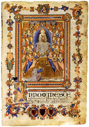 Assumption of the Virgin, frontispiece to  Codex Caleffo (c.1334)Archivio di Stato at Siena
