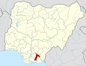 Harta statului Abia în cadrul Nigeriei