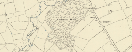 OS map of Chelmsley Wood in 1887, before the area was built on