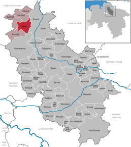 Poziția Oerel pe harta districtului Rotenburg (Wümme)