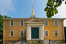 Built in 1681, the Old Ship Church in Hingham is the oldest church in America in continuous ecclesiastical use.[210] Massachusetts has since become one of the most irreligious states in the U.S.[211]