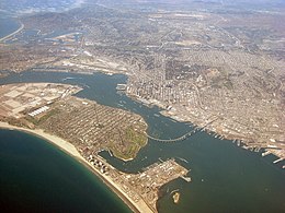 View of Coronado and San Diego from the air