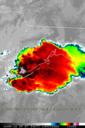 Infrared satellite image of the remnants of Paloma over the Florida Panhandle Paloma Florida landfall.GIF