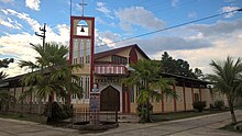 A church façade with a bell tower