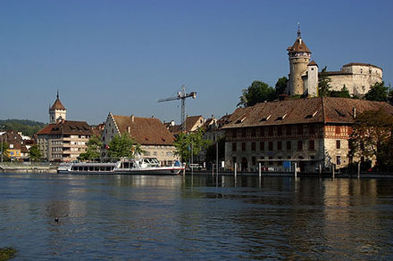 Rhine, Güterhof, Schifflände and castle Munot