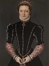 Portret van een jonge edelvrouw.ondertekend en gedateerd 1554.privécollectie