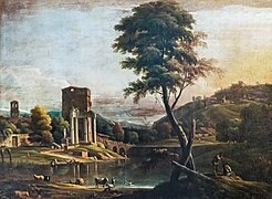 Campagna romana con rovine e laghetto by Marco Ricci (Pinacoteca Querini Stampalia) (Roman countryside with ruins and pond)