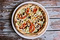 Pizza vegetariana on a wooden rustic table (49255624582).jpg