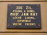 Praha - Nové Město, Mikulandská 10, pamětní deska Jana Maye