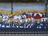 Praha - Velká Chuchle, mural u nádraží