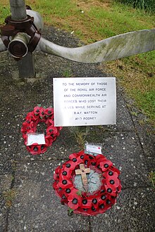 A memorial to airmen at the entrance to the former Watton RAF base, Washington Drive, Watton, Norfolk, UK