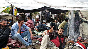 Revolution in Ägypten 2011: Demonstranten am Tahrir-Platz machen Pause