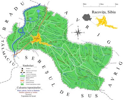 Racovița – Harta toponimică