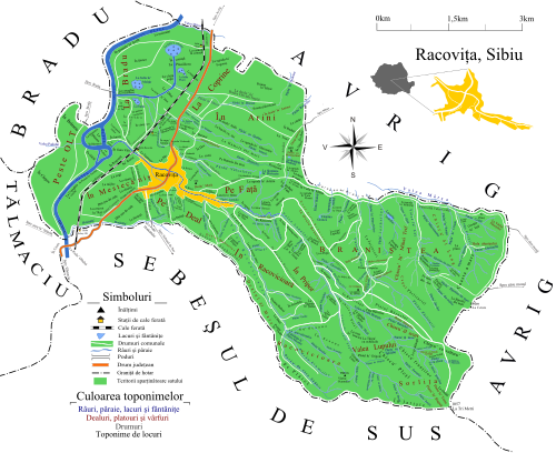 Racovița - Harta toponimică