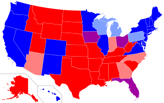 <span class="mw-page-title-main">Red states and blue states</span> U.S. states that vote predominantly for Democrats (blue) or Republicans (red)