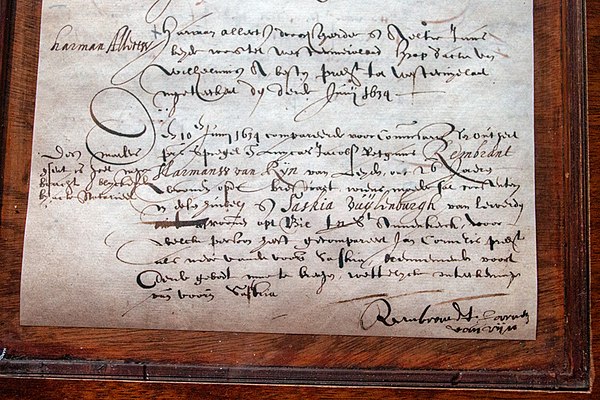 Rembrandt's marriage record on display in the church