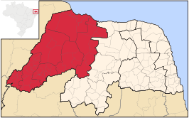 Ligging van de Braziliaanse mesoregio Oeste Potiguar in Rio Grande do Norte