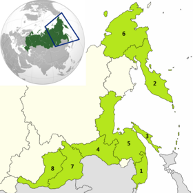 Russian e-visa for the Far East regions
1 - Primorsky Krai
2 - Kamchatka Krai
3 - Sakhalin Oblast
4 - Amur Oblast
5 - Khabarovsk Krai
6 - Chukotka Autonomous Okrug
7 - Zabaykalsky Krai
8 - Buryatia Russian e-visa.png