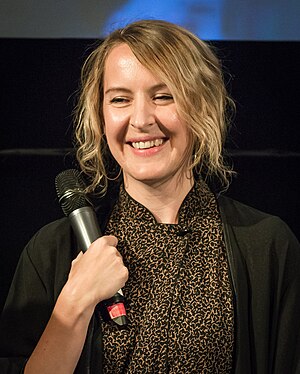 Sanna Lenken under presentationen av filmen Min lilla syster i Filmhuset i Stockholm 2015.