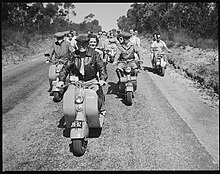 Scooter club outing, Sydney, 1951 Scooter series SLNSW FL19094518.jpg
