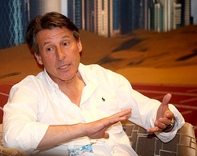 President Sebastian Coe during a media session at the 2015 Doha Diamond League