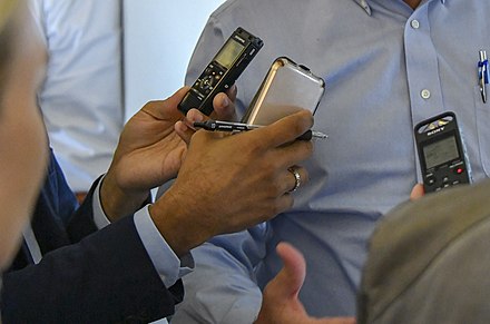 Many members of the media use recorders to capture remarks