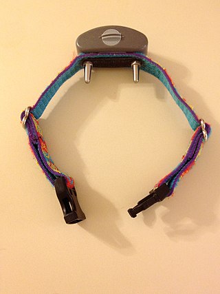 <span class="mw-page-title-main">Shock collar</span> Dog training device using electrical pain to change behavior