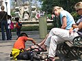 Getting my chacos shined in Antigua, Guatemala