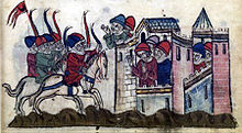 Siege of Sidon: Kitbuqa vs. Julian Grenier in 1260. From Hayton of Corycus, Fleur des histoires d'orient. Siege de Sidon (1260).jpeg